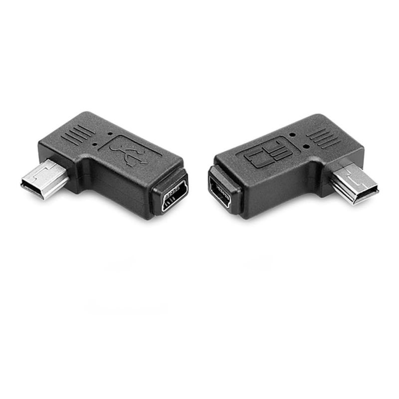 chenyang 2 Pack Mini USB 5 Pin Male to Female 90 Degree Left & Right Angled Extension Connector Adapter - Image 1